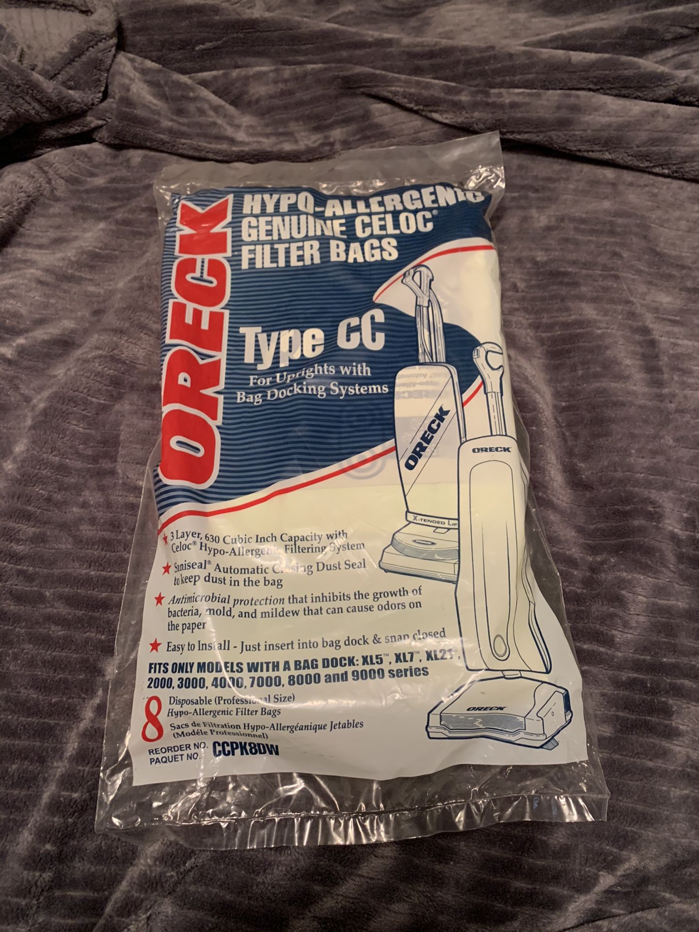 Oreck XL Type CC Vacuum Cleaner Bags - Pack of 8