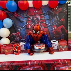 Spider Man Backdrop And Balloons 