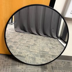 28 Inch Round Wall Circle Mirror,Black Metal Framed (Wall-Mounted)