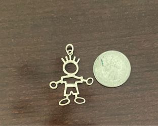 Silver Stick Figure Boy Charm Pendant