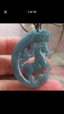 Certificate Jadeite Jade Green Grade A Pendant Dragon Horse