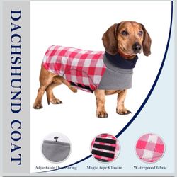 Dog Winter Coat,Dachshund Clothes,Waterproof Miniature Dachshund Jacket,Small Dog Coat with Harness Hole,Dachshund Jumper with Turtle Neck,Pet Dog Clo