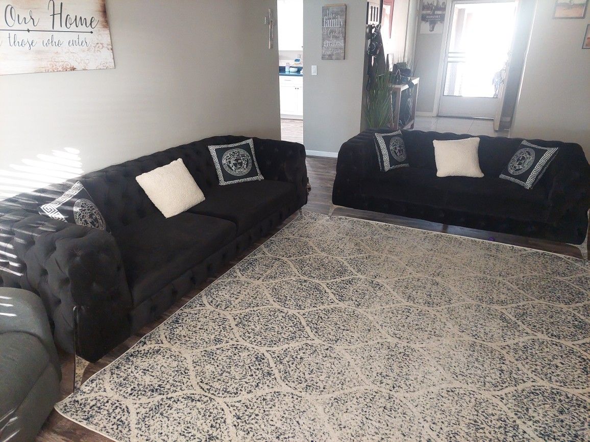 Black Velvet Sofa And Loveseat