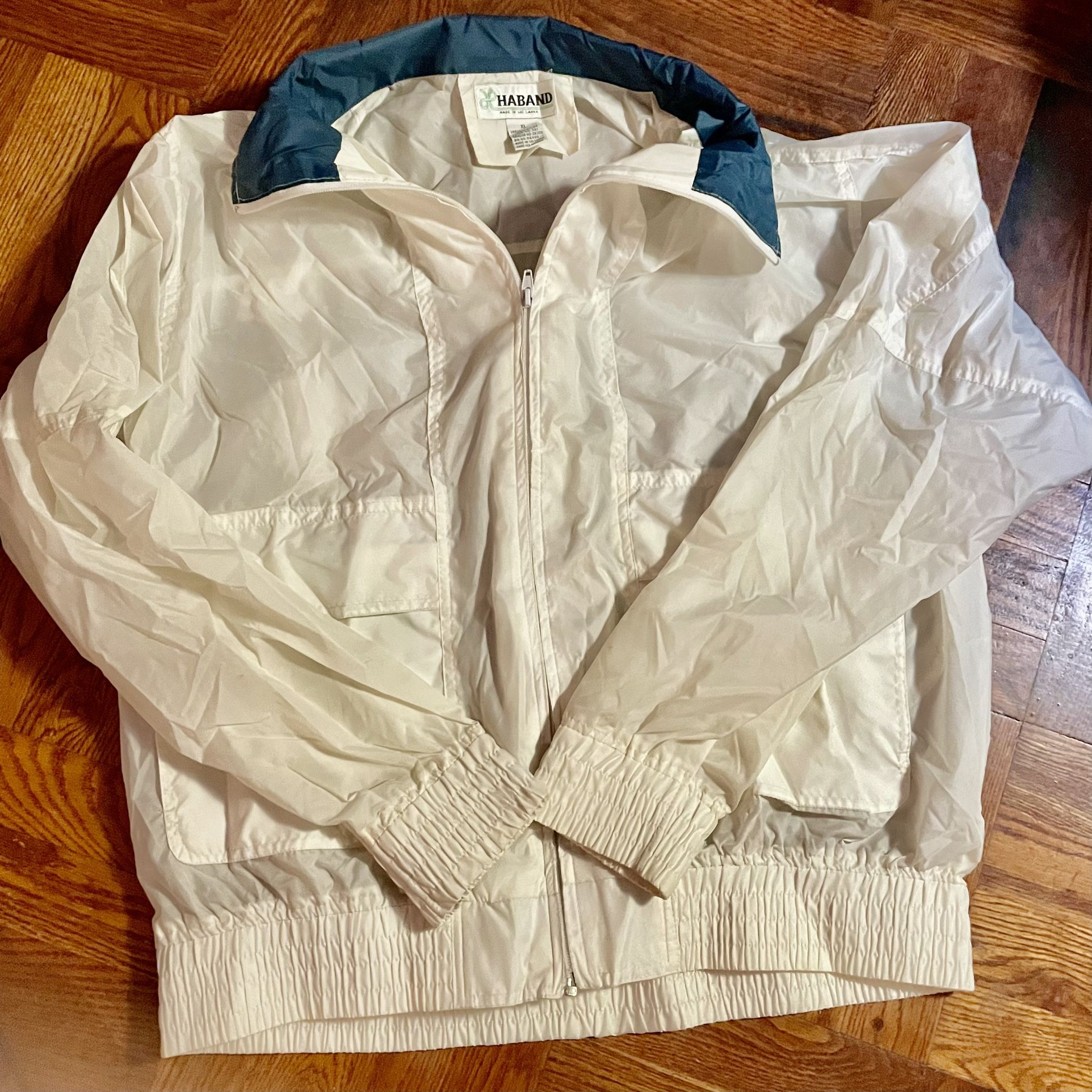 Vintage Haband Windbreaker Jacket Men XL White Lightweight Grandpa Style