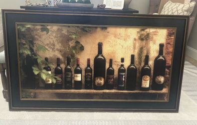 Framed Classic Wine Bottle Wall Art 24X48