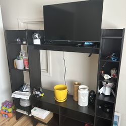 Black TV Stand Book Shelf 5ft Tall 