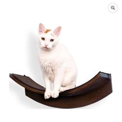 The Refined Feline Lotus Leaf Cat Shelf, Mahogany