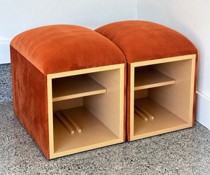 Set of 2 Rust Velvet Shoe Storage Ottomans – Entryway Benches