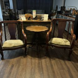 Beautiful Antique Solid Mahogany Chairs With Table