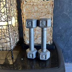 5 pound dumbbell bells, iron or steel vintage
