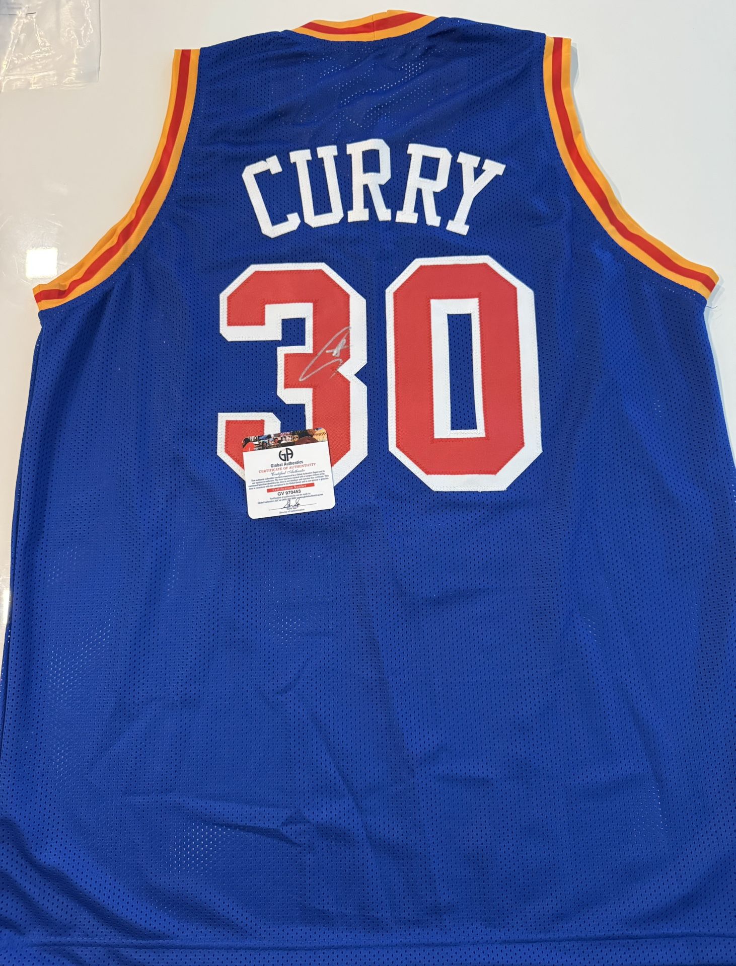 Stephen Curry / Autographed Golden State Warriors Custom Basketball Jersey / COA