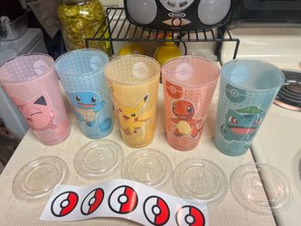 Pokémon Acrylic Cups Set of 5 with Lids