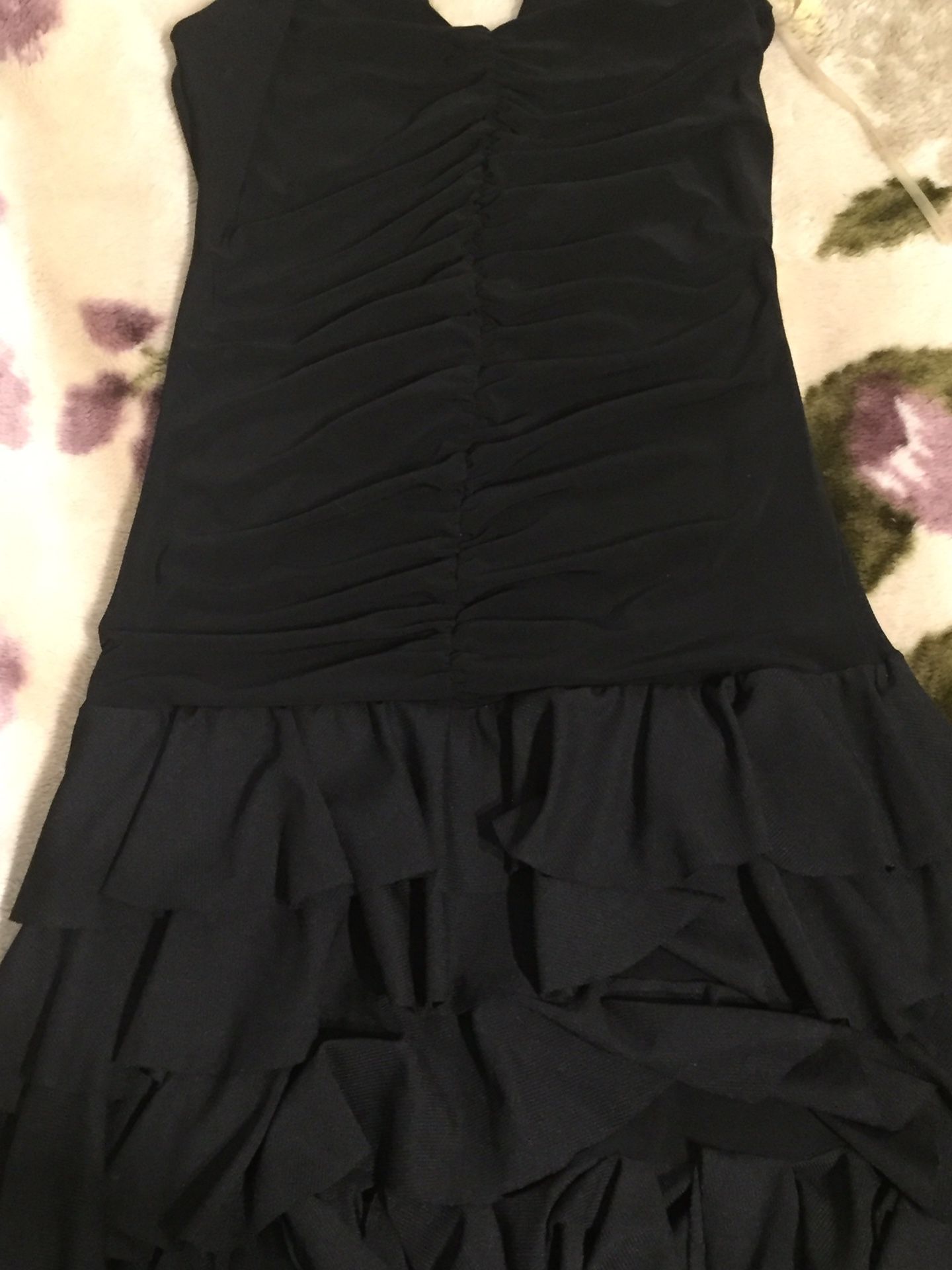 Forever 21 Black Halter Fringe Dress Size Small