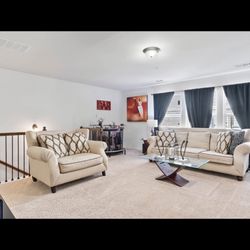 Tan & Grey Couch Set with Tables 