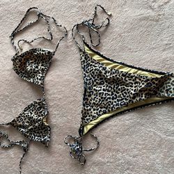 Leopard Print Bikini Top And Bottom