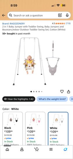 New 2 in 1 Baby Jumper & Toddler Swing