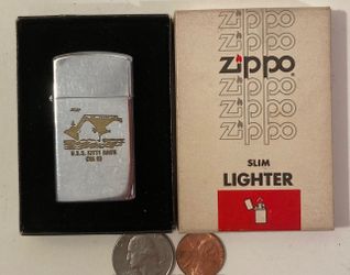 Vintage Metal Zippo, U.S.S. Kitty Hawk, CVA-63, Aircraft Carrier Ship, Navy, Command Lighter, Zippo, Made in USA, Cigarettes, More, Free Shipping in t