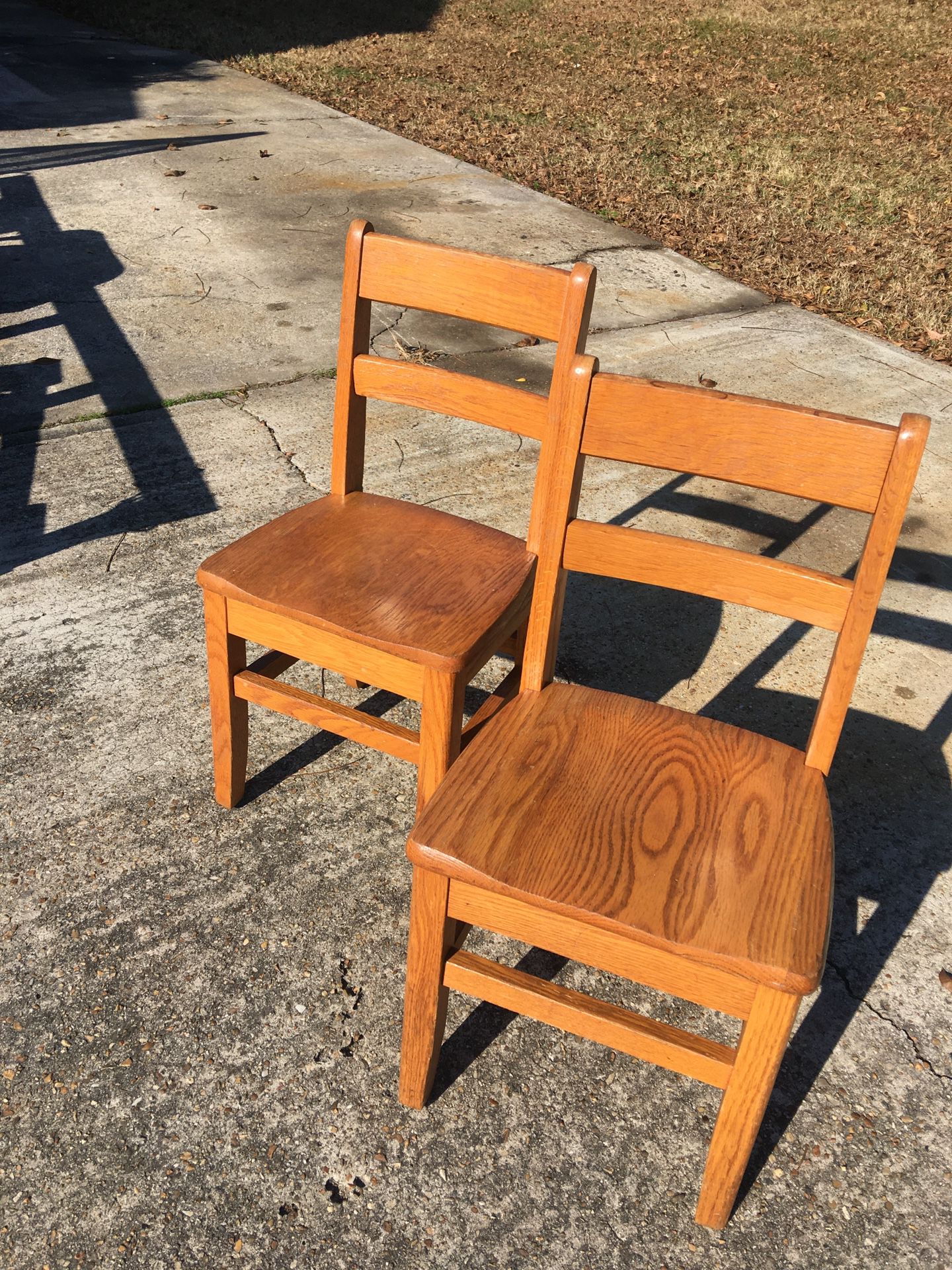 2 Kids solid wood chairs-14 to seat x 27t x13 w