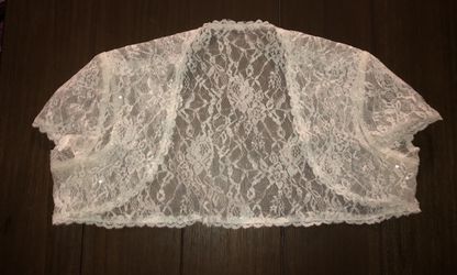 Short sleeve lace wedding jacket bolero size XL color off white