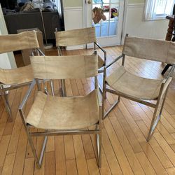 For Vintage Mcm Chrome And Leather Cowhide Sling Directors Chairs