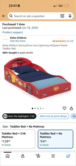 Delta Children Lightning McQueen Toddler Bed