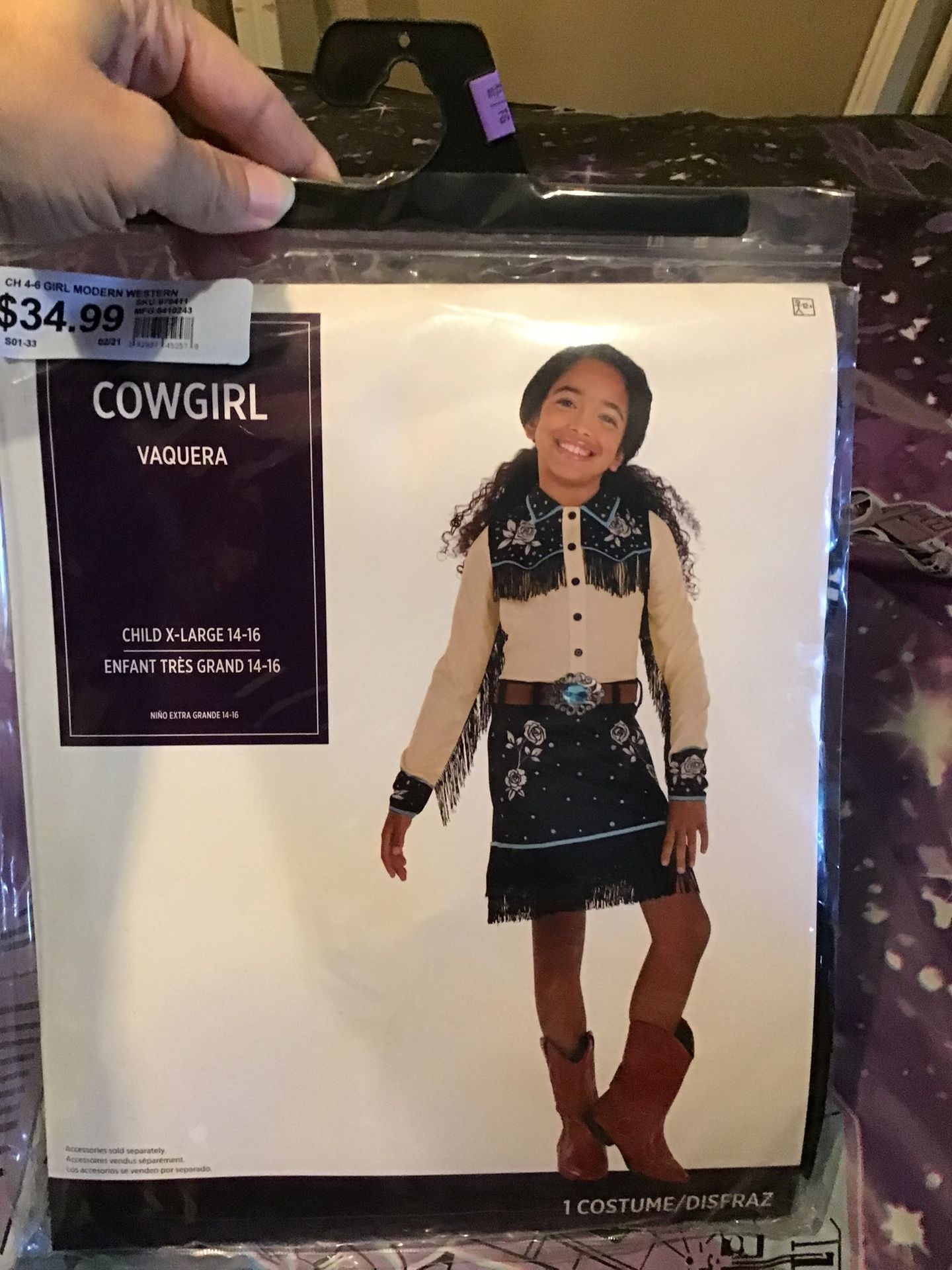 Cowgirl Child Costume Dress Size XL 14-16 -NEW