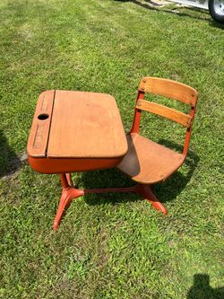 1940s American Seating Company School Desk w/ Swivel Chair