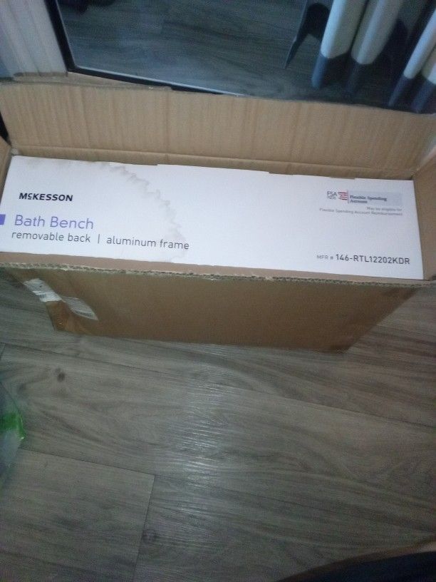 Brand New Bath Bench Mc Kesson W/Out Arms Aluminum Frame Removable Backrest