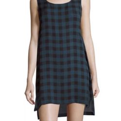 New Authentic EILEEN FISHER Check Printed Sleeveless Silk Tunic Sizes: XS Or Small, Retail: $238.00+Tax