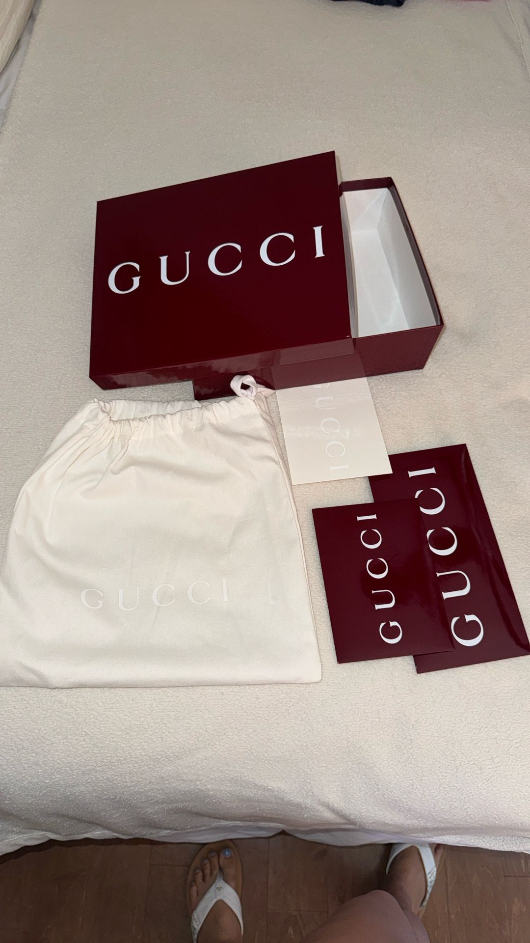 Gucci Red Glossy Gift Box Empty Logo Decorative Storage Organizer
