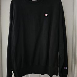 Champion brand, reverse weave black sweatshirt, men's large
