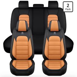 Black and orange standard five-seater leather seat covers