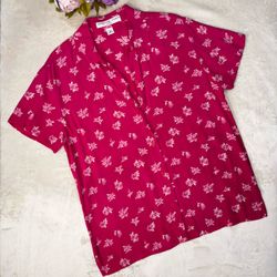 Josephine Chaus Pink Floral Button Down Women’s Blouse