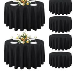 Black 90 inch Round Linen Tablecloths (18)