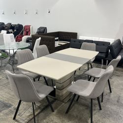 Modern Dining Table with 6 Chairs /Mesa de comedor moderna con 6 sillas