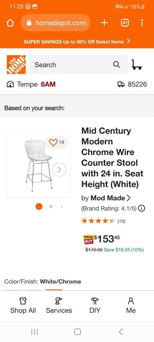 Mid Century Modern Chrome Wire Counter Stools 28 in Seat Height (White) for Sale in Chandler, AZ