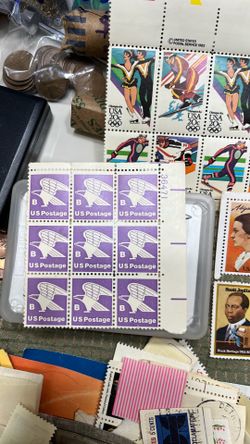 Stamp collectors lots of stamps