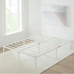 14" Steel Slat Bed Frame Heavy Duty White Bedroom Furniture Queen Size. New in the open box 