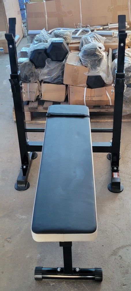 Foldable Bench with Rack, New and Assembled 