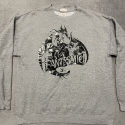 Disney Fantasmic Pullover Size Large Heather Gray Dragon Sweatshirt Crewneck