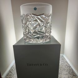 Tiffany & Company Geometric Triangle Shaped Clear Cut Crystal Vase 