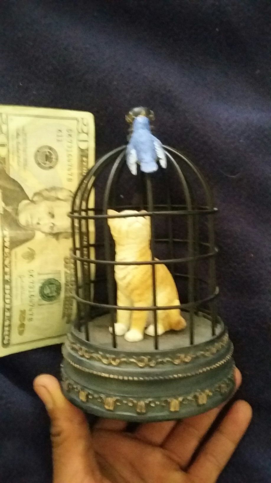 Cat in bird cage piece