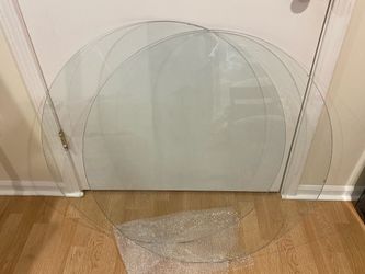 34 inch clear round glass table top, 3/8 inch thickness tempered glass indoor| outdoor