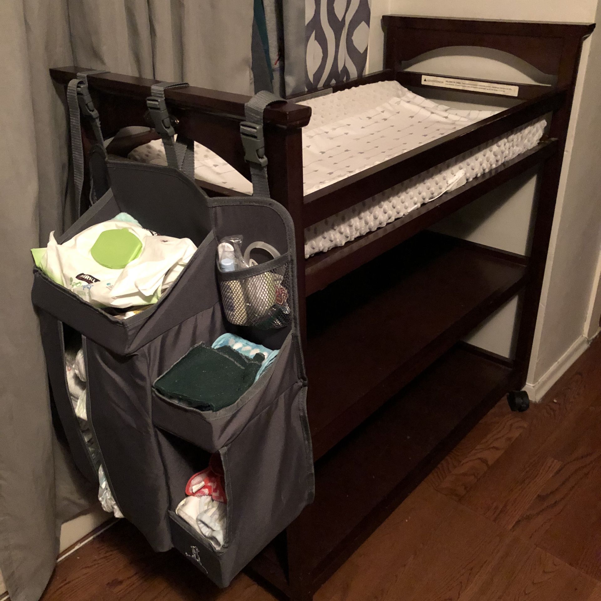 Changing table, pad and diaper organizer