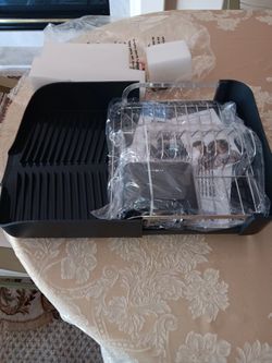 NEW EXPANDABLE DISH DRYING RACK DEEP GRAY STAINLESS STEEL POLYPROPYLENE 20".6D×12".6W×5"H.