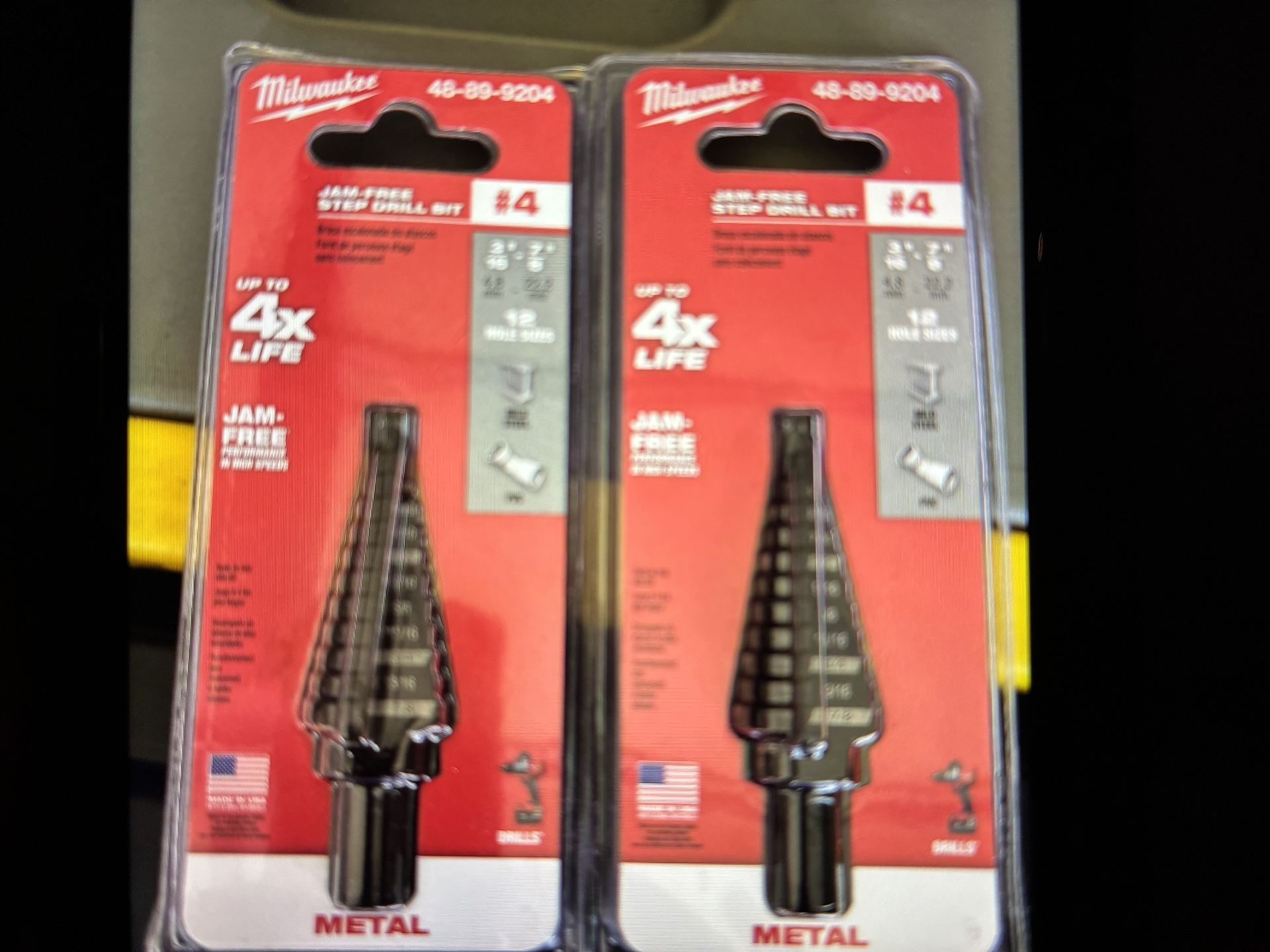 Milwaukee 3/16 in. - 7/8 in. #4 Black Oxide Step Drill Bit (12-Steps) $35 Each