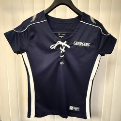 Women’s  NFL Team Apparel LA Chargers Blue Lace Up Jersey Size Medium