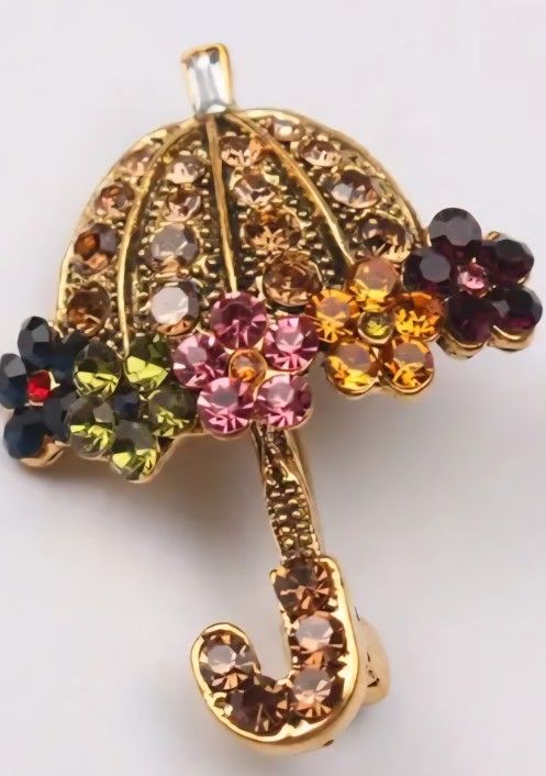 BROOCH UMBRELLA VINTAGE LOOK  FASHIONABLE ACCESSORY JEWELRY 