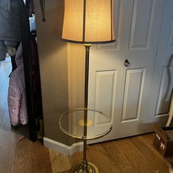 Retro Vintage Floor Lamp With Table Brass Gold 