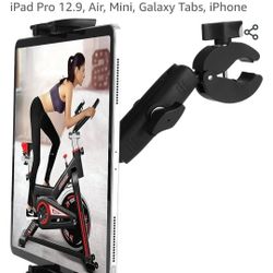 Treadmill Tablet Ipad Holder Bike Handlebar Mount Clamp for Stationary Bicycle Elliptical Spin Bike Peloton Stroller